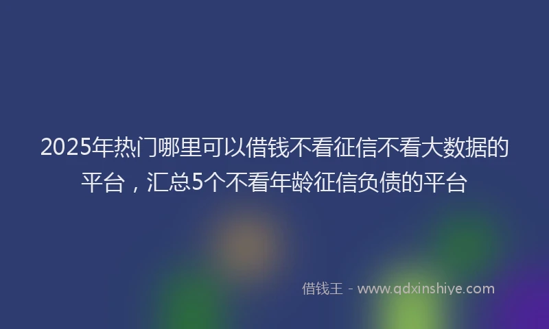 2025年热门哪里可以借钱不看征信不看大数据的平台，汇总5个不看年龄征信负债的平台