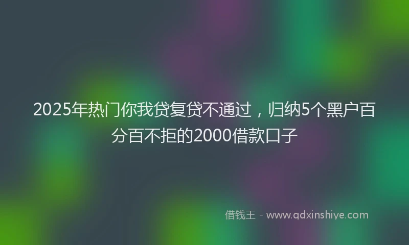 2025年热门你我贷复贷不通过，归纳5个黑户百分百不拒的2000借款口子