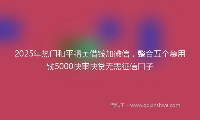 2025年热门和平精英借钱加微信，整合五个急用钱5000快审快贷无需征信口子