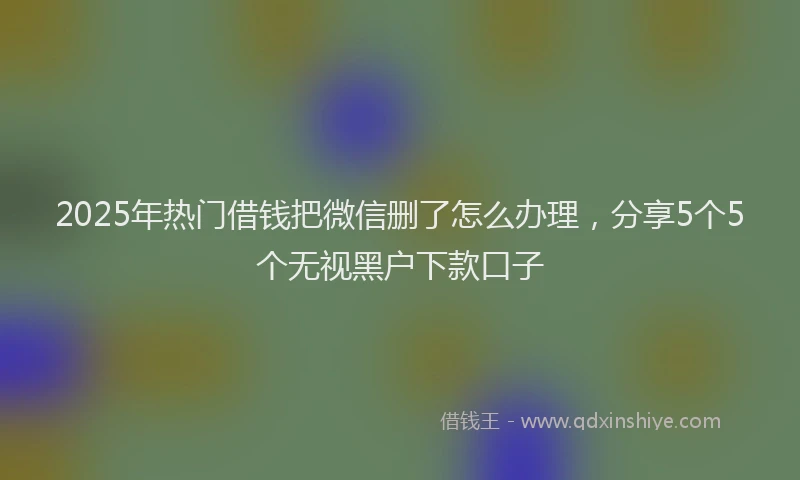 2025年热门借钱把微信删了怎么办理，分享5个5个无视黑户下款口子
