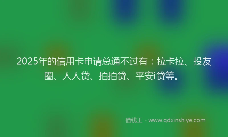 2025年的信用卡申请总通不过有：拉卡拉、投友圈、人人贷、拍拍贷、平安i贷等。
