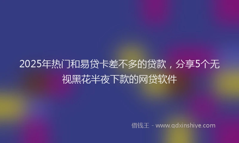 2025年热门和易贷卡差不多的贷款，分享5个无视黑花半夜下款的网贷软件