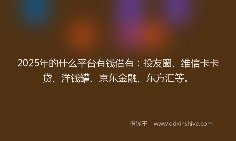 2025年的什么平台有钱借有：投友圈、维信卡卡贷、洋钱罐、京东金融、东方汇等。