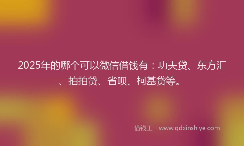 2025年的哪个可以微信借钱有：功夫贷、东方汇、拍拍贷、省呗、柯基贷等。