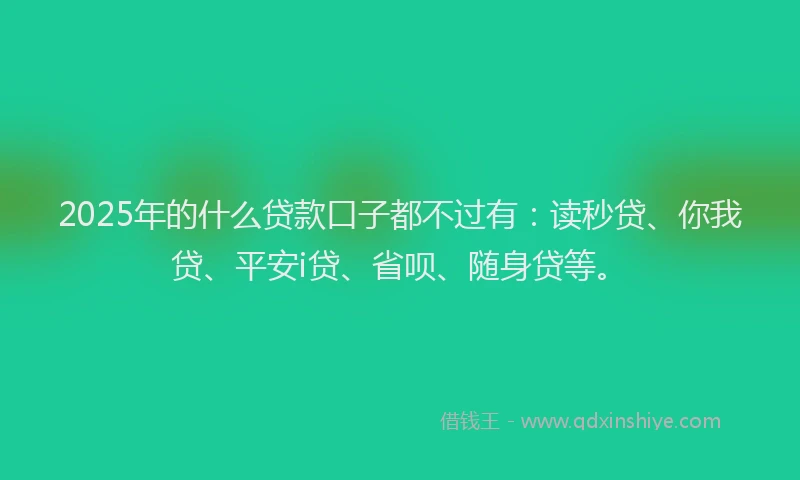 2025年的什么贷款口子都不过有：读秒贷、你我贷、平安i贷、省呗、随身贷等。