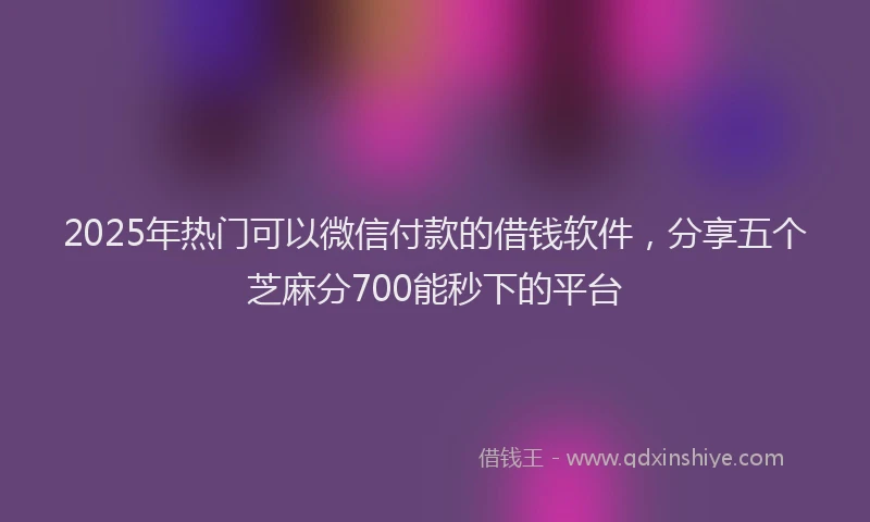 2025年热门可以微信付款的借钱软件，分享五个芝麻分700能秒下的平台