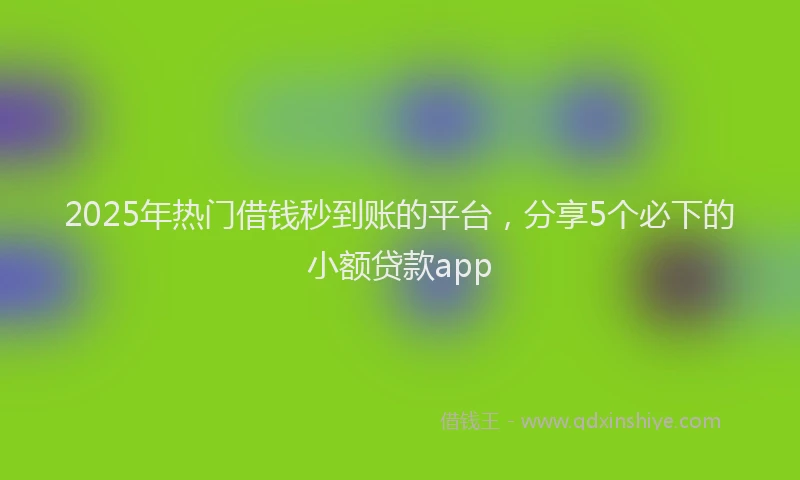 2025年热门借钱秒到账的平台，分享5个必下的小额贷款app