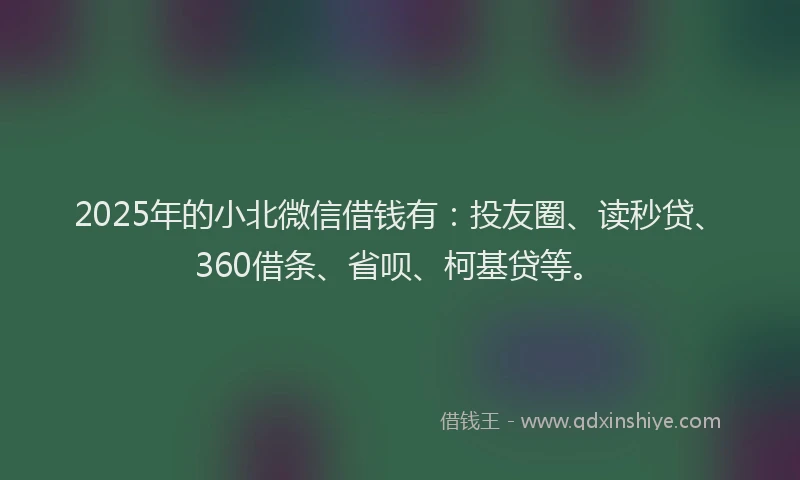 2025年的小北微信借钱有：投友圈、读秒贷、360借条、省呗、柯基贷等。