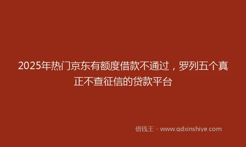 2025年热门京东有额度借款不通过，罗列五个真正不查征信的贷款平台