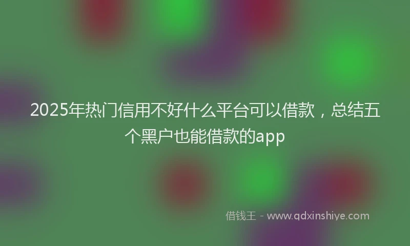 2025年热门信用不好什么平台可以借款，总结五个黑户也能借款的app