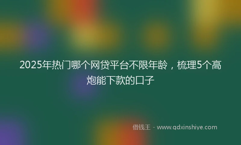 2025年热门哪个网贷平台不限年龄，梳理5个高炮能下款的口子