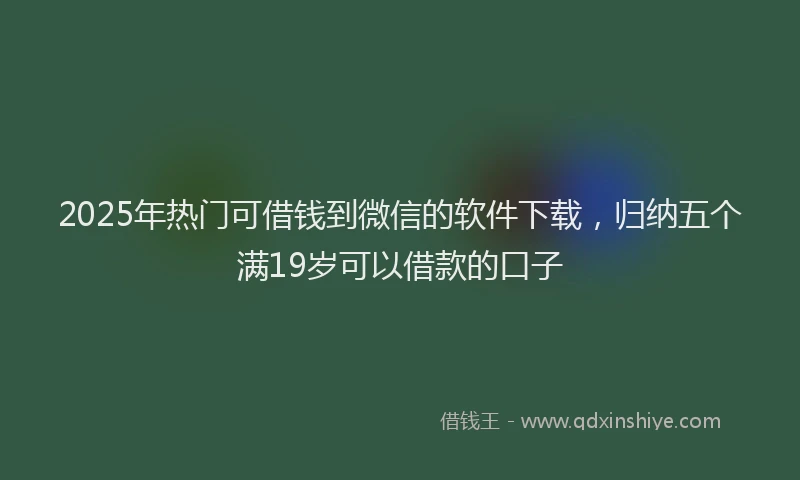 2025年热门可借钱到微信的软件下载，归纳五个满19岁可以借款的口子