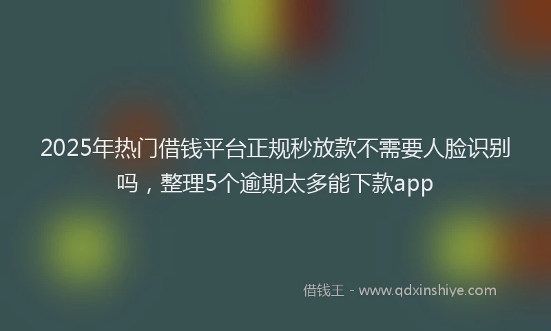2025年热门借钱平台正规秒放款不需要人脸识别吗，整理5个逾期太多能下款app