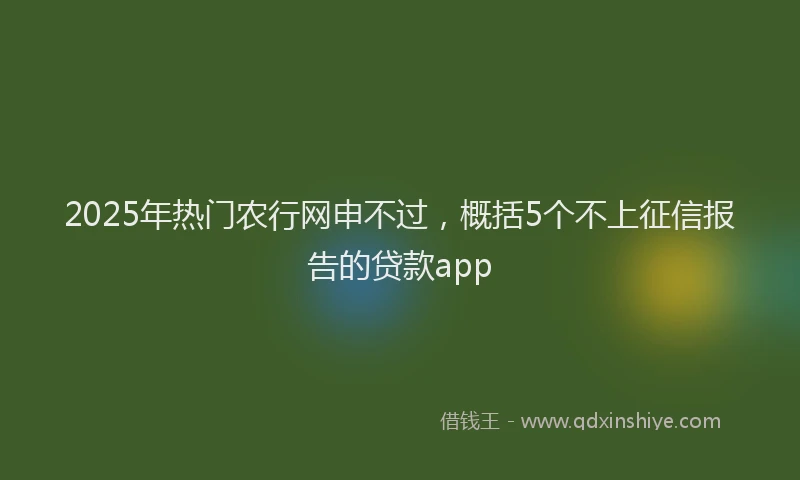 2025年热门农行网申不过，概括5个不上征信报告的贷款app