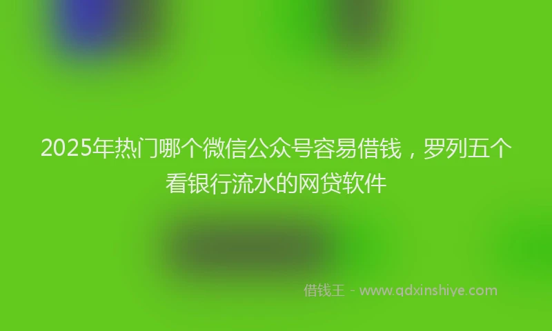 2025年热门哪个微信公众号容易借钱，罗列五个看银行流水的网贷软件