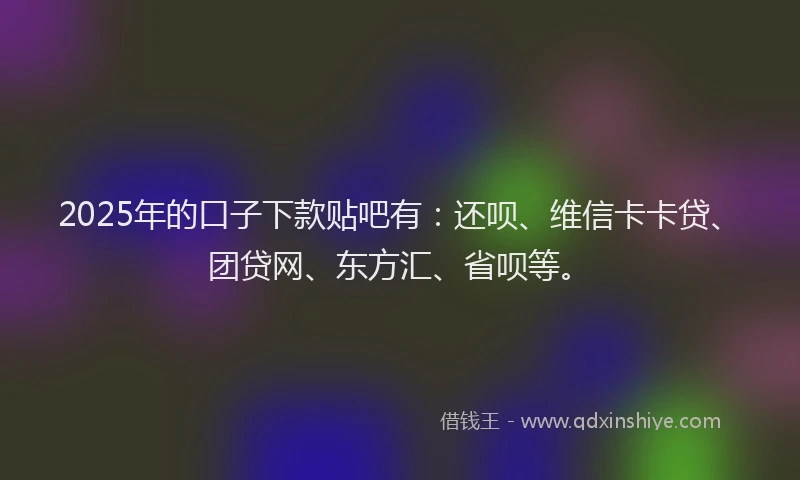 2025年的口子下款贴吧有：还呗、维信卡卡贷、团贷网、东方汇、省呗等。