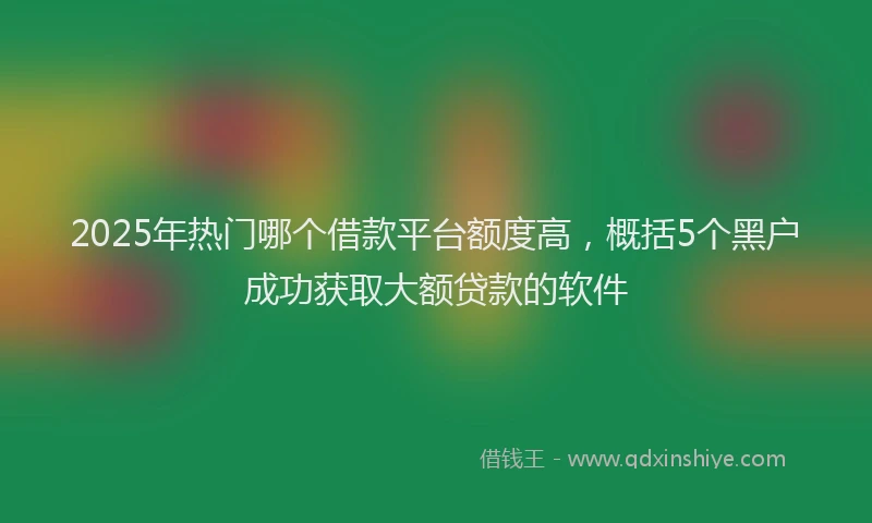 2025年热门哪个借款平台额度高，概括5个黑户成功获取大额贷款的软件