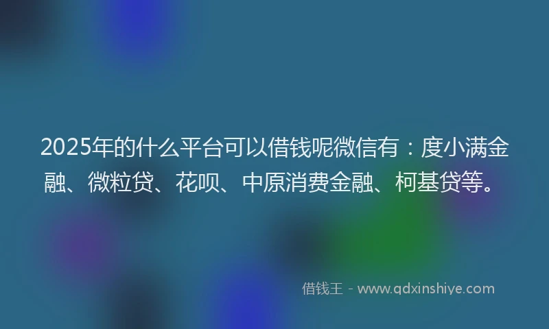2025年的什么平台可以借钱呢微信有：度小满金融、微粒贷、花呗、中原消费金融、柯基贷等。