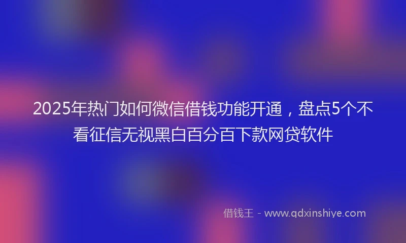 2025年热门如何微信借钱功能开通，盘点5个不看征信无视黑白百分百下款网贷软件