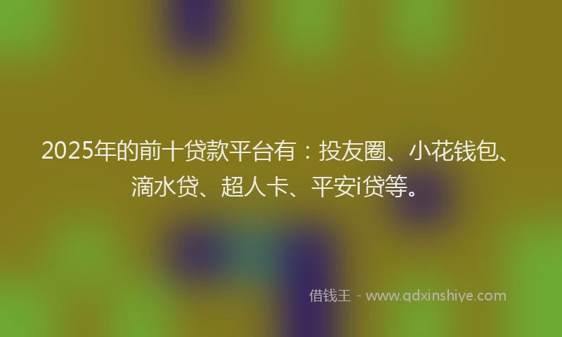 2025年的前十贷款平台有：投友圈、小花钱包、滴水贷、超人卡、平安i贷等。