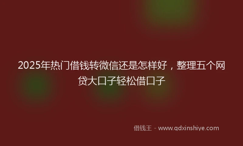 2025年热门借钱转微信还是怎样好，整理五个网贷大口子轻松借口子