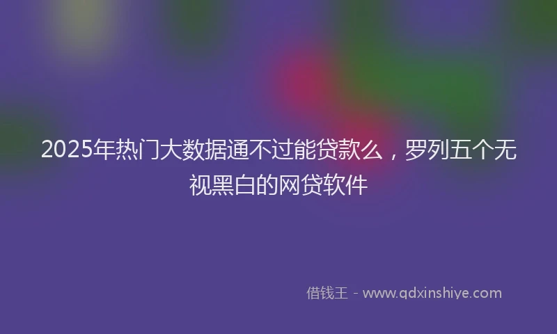 2025年热门大数据通不过能贷款么，罗列五个无视黑白的网贷软件