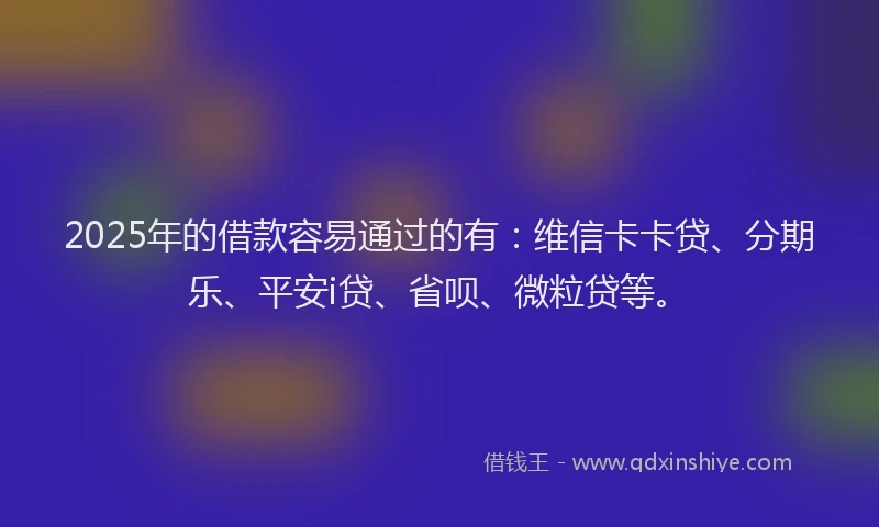 2025年的借款容易通过的有：维信卡卡贷、分期乐、平安i贷、省呗、微粒贷等。