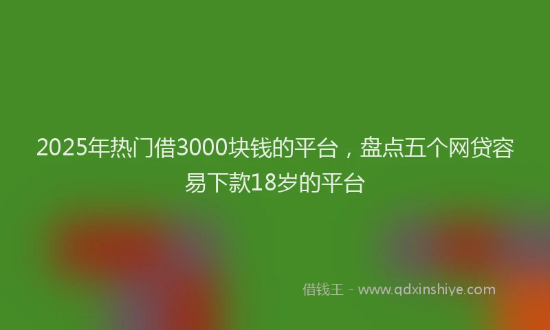 2025年热门借3000块钱的平台，盘点五个网贷容易下款18岁的平台