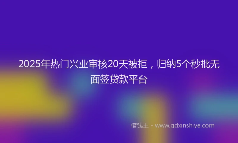 2025年热门兴业审核20天被拒，归纳5个秒批无面签贷款平台