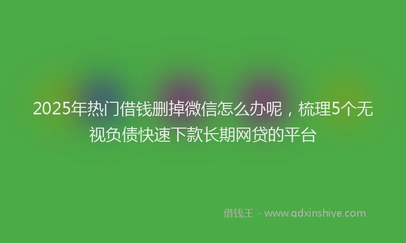 2025年热门借钱删掉微信怎么办呢，梳理5个无视负债快速下款长期网贷的平台