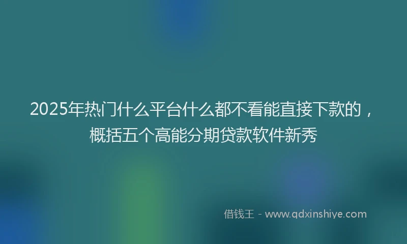2025年热门什么平台什么都不看能直接下款的，概括五个高能分期贷款软件新秀