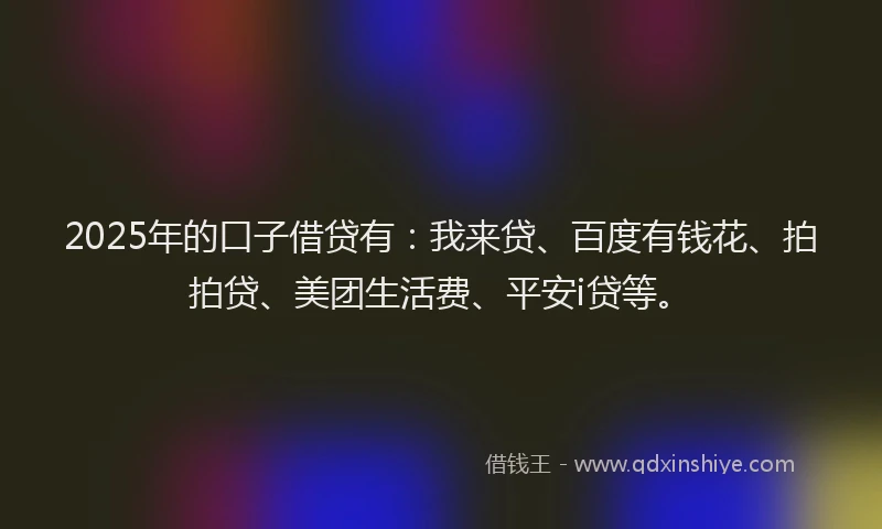 2025年的口子借贷有：我来贷、百度有钱花、拍拍贷、美团生活费、平安i贷等。