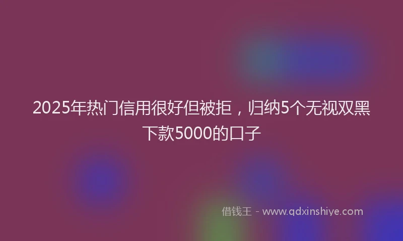 2025年热门信用很好但被拒，归纳5个无视双黑下款5000的口子