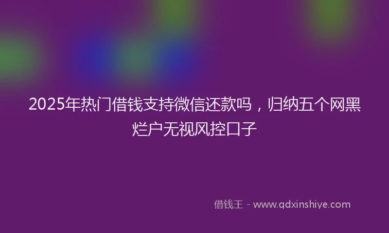 2025年热门借钱支持微信还款吗，归纳五个网黑烂户无视风控口子