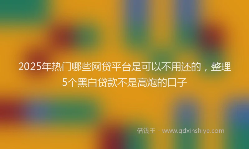 2025年热门哪些网贷平台是可以不用还的，整理5个黑白贷款不是高炮的口子