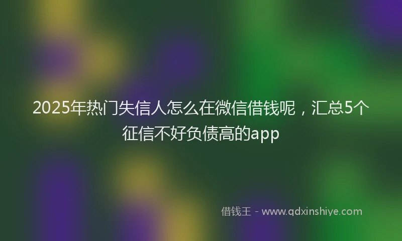 2025年热门失信人怎么在微信借钱呢，汇总5个征信不好负债高的app