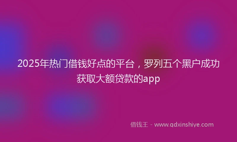 2025年热门借钱好点的平台，罗列五个黑户成功获取大额贷款的app