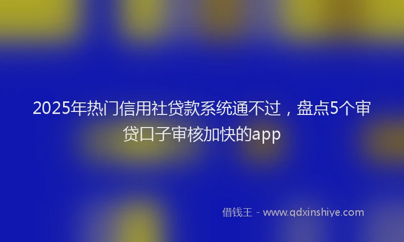 2025年热门信用社贷款系统通不过，盘点5个审贷口子审核加快的app