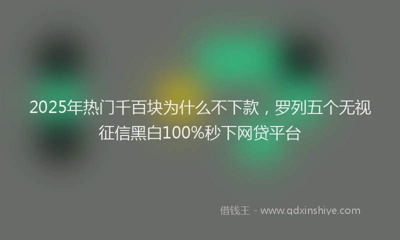 2025年热门千百块为什么不下款，罗列五个无视征信黑白100%秒下网贷平台