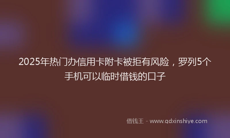 2025年热门办信用卡附卡被拒有风险，罗列5个手机可以临时借钱的口子