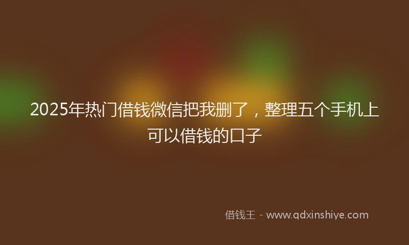 2025年热门借钱微信把我删了，整理五个手机上可以借钱的口子