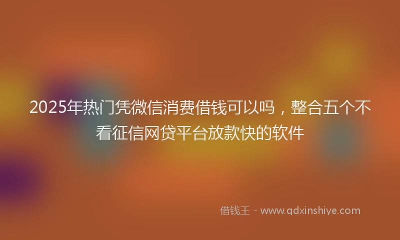 2025年热门凭微信消费借钱可以吗，整合五个不看征信网贷平台放款快的软件