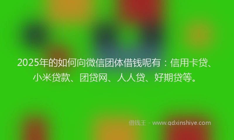 2025年的如何向微信团体借钱呢有：信用卡贷、小米贷款、团贷网、人人贷、好期贷等。