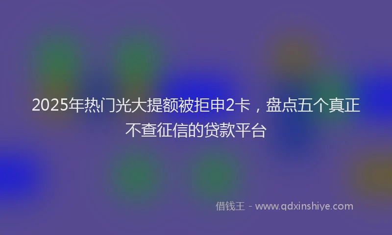 2025年热门光大提额被拒申2卡，盘点五个真正不查征信的贷款平台