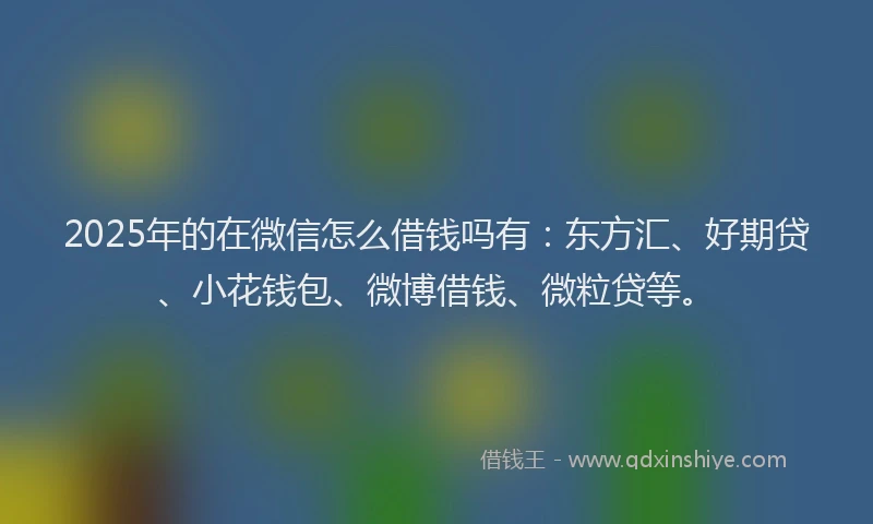2025年的在微信怎么借钱吗有：东方汇、好期贷、小花钱包、微博借钱、微粒贷等。