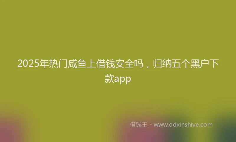 2025年热门咸鱼上借钱安全吗，归纳五个黑户下款app