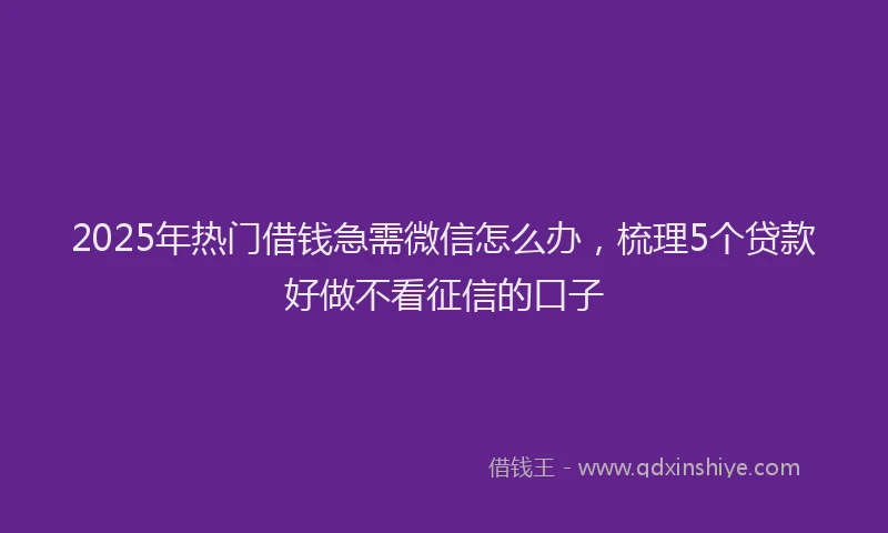 2025年热门借钱急需微信怎么办，梳理5个贷款好做不看征信的口子