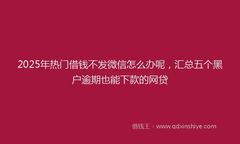 2025年热门借钱不发微信怎么办呢，汇总五个黑户逾期也能下款的网贷