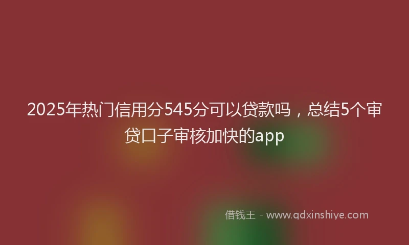 2025年热门信用分545分可以贷款吗，总结5个审贷口子审核加快的app