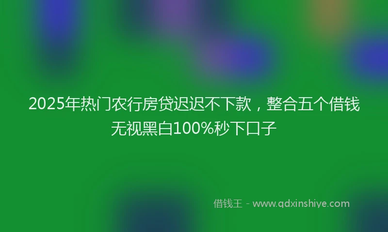 2025年热门农行房贷迟迟不下款，整合五个借钱无视黑白100%秒下口子